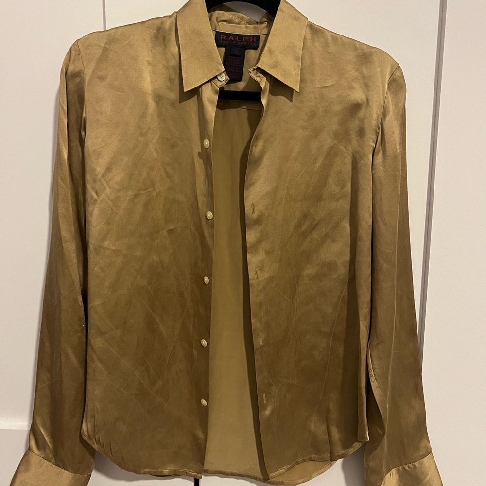 Vintage Gold Ralph Lauren 100% silk blouse